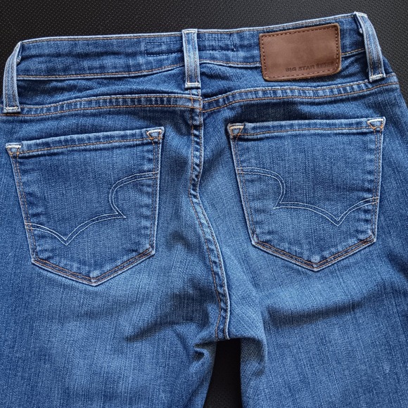 Big Star Brigette Slim Straight Jeans Womens 26L Blue Excellent Hemmed Stretch - Picture 10 of 14